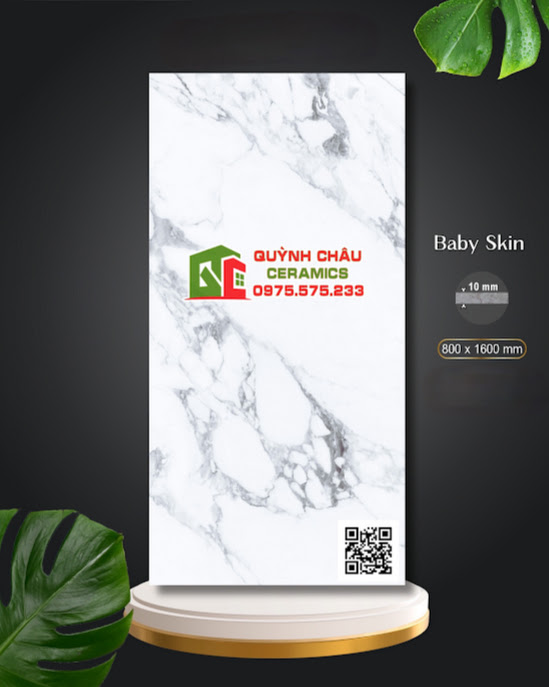 Gạch lát nền baby skin 80x160 trắng vân xám cao cấp