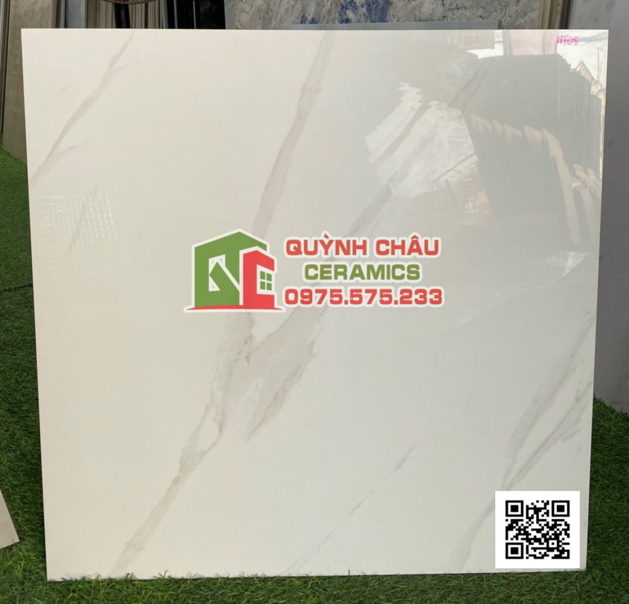 Gạch lát sàn thạch bàn 60x60 trắng vân khói